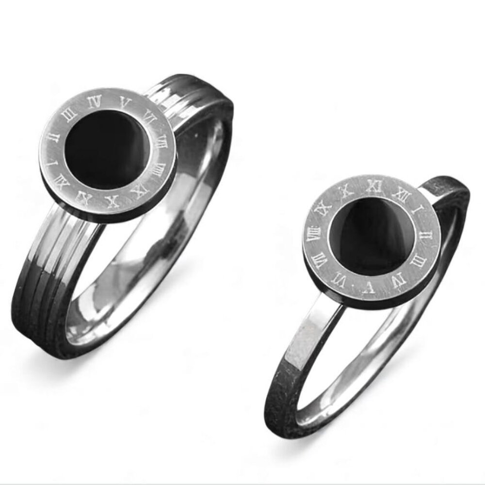 NEW- High-quality stainless steel stud Roman Numbers RING - sz 7- SILVER (1PC) - Picture 4 of 4